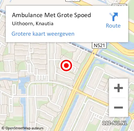 Locatie op kaart van de 112 melding: Ambulance Met Grote Spoed Naar Uithoorn, Knautia op 25 mei 2017 12:33