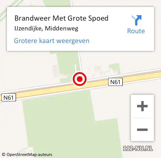 Locatie op kaart van de 112 melding: Brandweer Met Grote Spoed Naar IJzendijke, Middenweg op 25 mei 2017 13:06