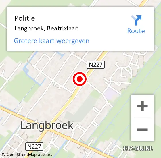 Locatie op kaart van de 112 melding: Politie Langbroek, Beatrixlaan op 25 mei 2017 13:17