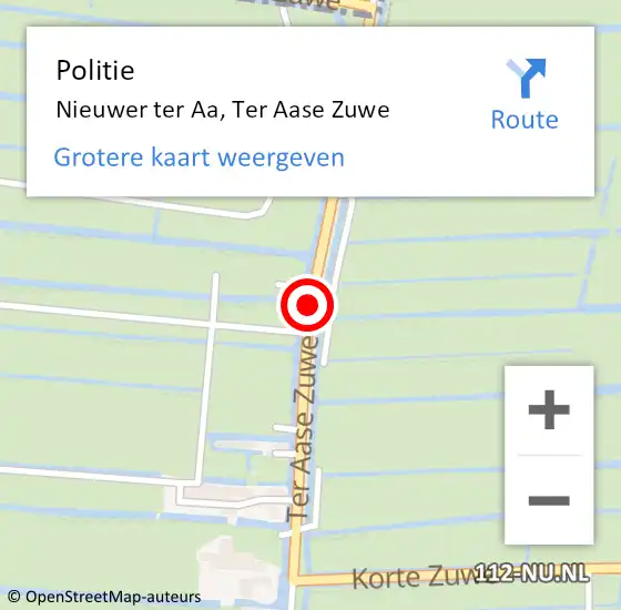 Locatie op kaart van de 112 melding: Politie Nieuwer ter Aa, Ter Aase Zuwe op 25 mei 2017 13:19