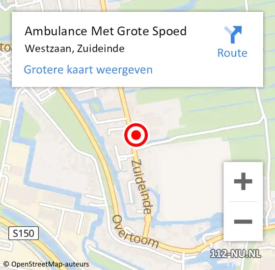 Locatie op kaart van de 112 melding: Ambulance Met Grote Spoed Naar Westzaan, Zuideinde op 25 mei 2017 13:21