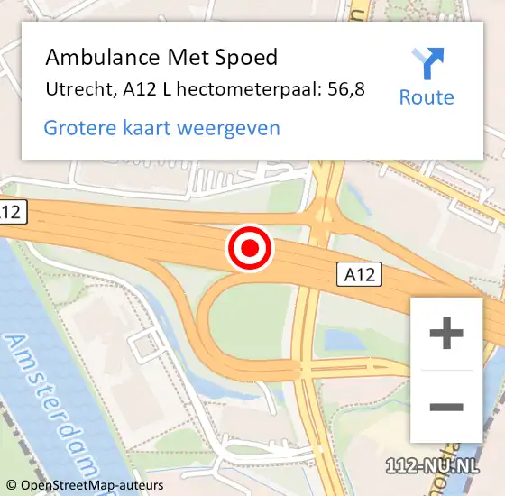 Locatie op kaart van de 112 melding: Ambulance Met Spoed Naar Utrecht, A12 L hectometerpaal: 58,9 op 25 mei 2017 13:24