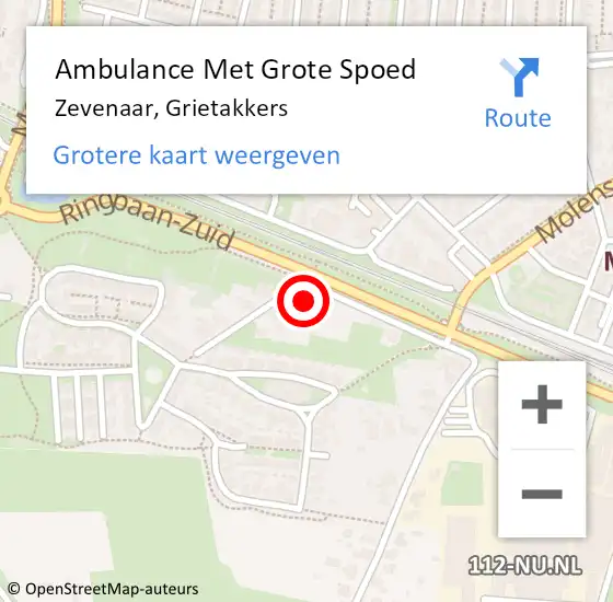 Locatie op kaart van de 112 melding: Ambulance Met Grote Spoed Naar Zevenaar, Grietakkers op 25 mei 2017 13:39