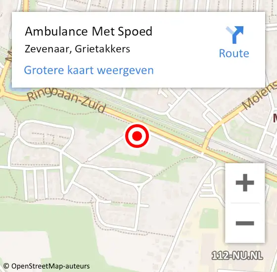 Locatie op kaart van de 112 melding: Ambulance Met Spoed Naar Zevenaar, Grietakkers op 25 mei 2017 14:01