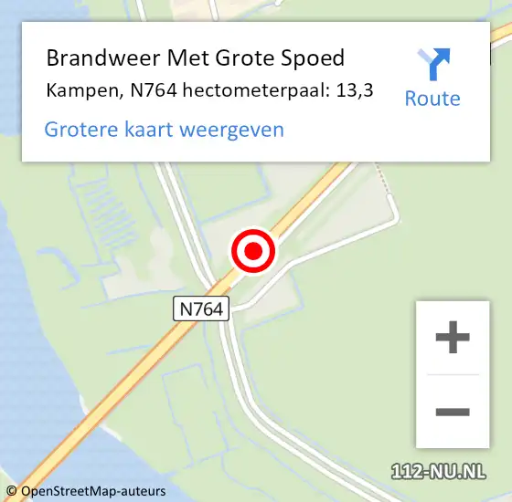 Locatie op kaart van de 112 melding: Brandweer Met Grote Spoed Naar Kampen, N764 hectometerpaal: 13,3 op 25 mei 2017 14:01