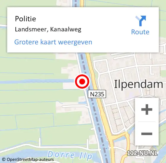 Locatie op kaart van de 112 melding: Politie Landsmeer, Kanaalweg op 25 mei 2017 14:22