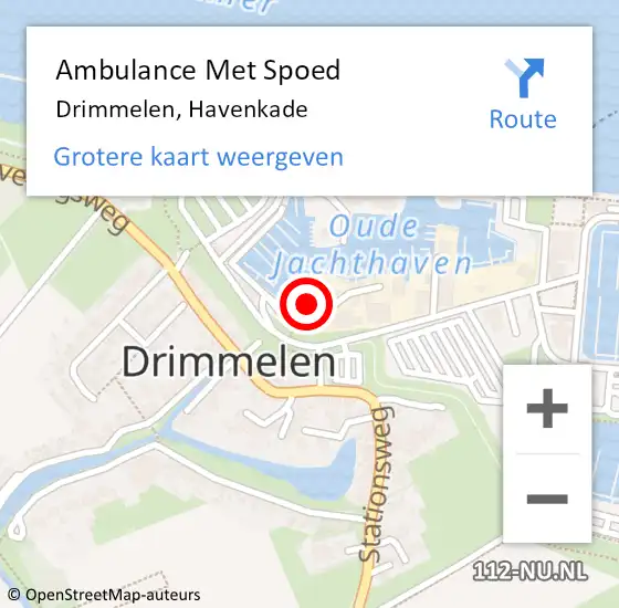 Locatie op kaart van de 112 melding: Ambulance Met Spoed Naar Drimmelen, Havenkade op 25 mei 2017 14:53