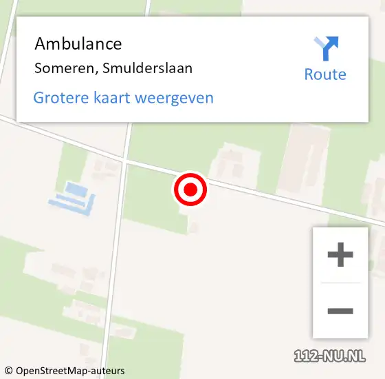 Locatie op kaart van de 112 melding: Ambulance Someren, Smulderslaan op 25 mei 2017 15:50