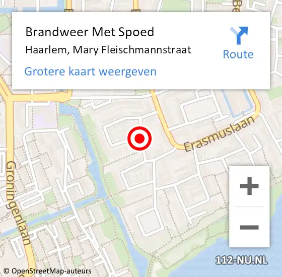 Locatie op kaart van de 112 melding: Brandweer Met Spoed Naar Haarlem, Mary Fleischmannstraat op 25 mei 2017 16:12