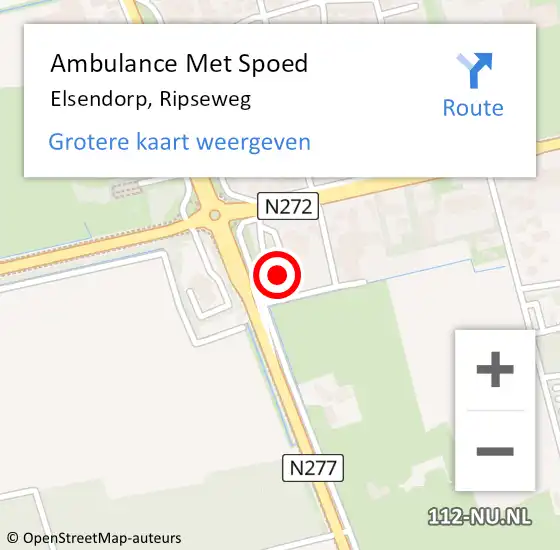 Locatie op kaart van de 112 melding: Ambulance Met Spoed Naar Elsendorp, Ripseweg op 25 mei 2017 16:32