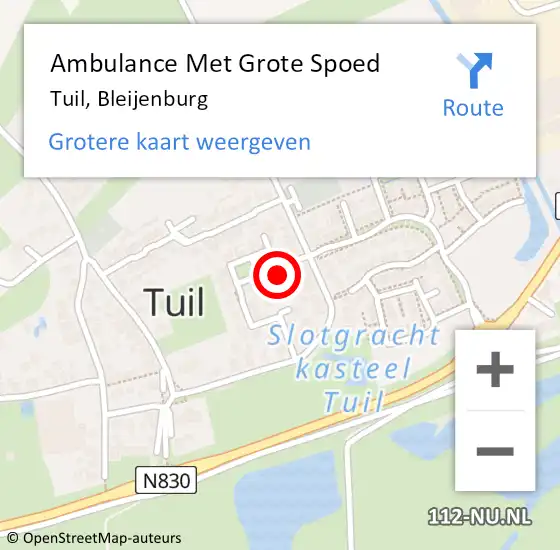 Locatie op kaart van de 112 melding: Ambulance Met Grote Spoed Naar Tuil, Bleijenburg op 25 mei 2017 17:11