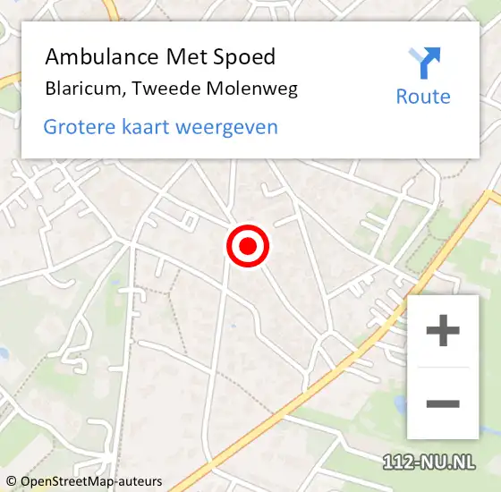 Locatie op kaart van de 112 melding: Ambulance Met Spoed Naar Blaricum, Tweede Molenweg op 21 januari 2014 16:12