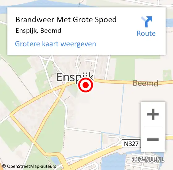 Locatie op kaart van de 112 melding: Brandweer Met Grote Spoed Naar Enspijk, Beemd op 25 mei 2017 17:45