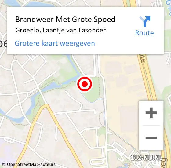 Locatie op kaart van de 112 melding: Brandweer Met Grote Spoed Naar Groenlo, Laantje van Lasonder op 25 mei 2017 17:45