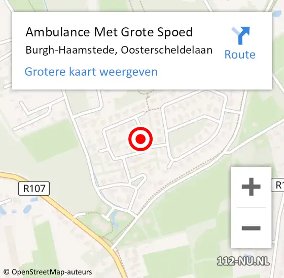 Locatie op kaart van de 112 melding: Ambulance Met Grote Spoed Naar Burgh-Haamstede, Oosterscheldelaan op 25 mei 2017 18:10