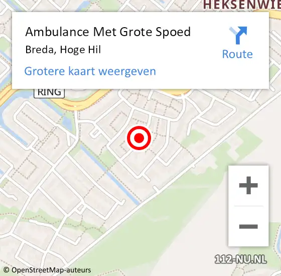 Locatie op kaart van de 112 melding: Ambulance Met Grote Spoed Naar Breda, Hoge Hil op 25 mei 2017 18:36