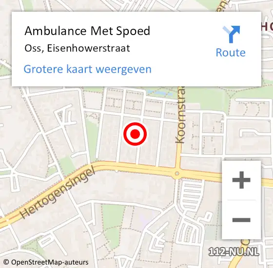 Locatie op kaart van de 112 melding: Ambulance Met Spoed Naar Oss, Eisenhowerstraat op 25 mei 2017 19:48