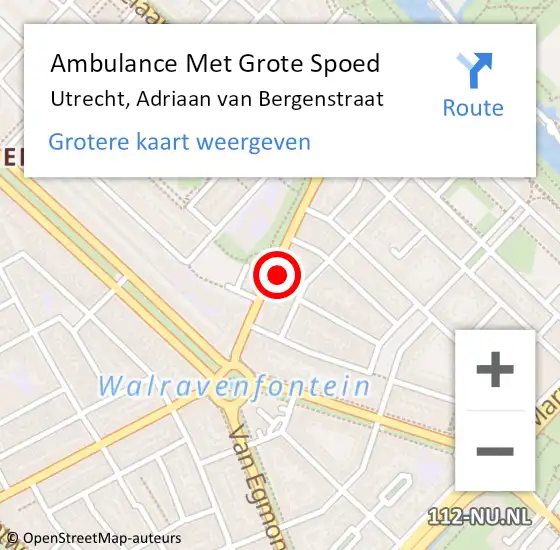 Locatie op kaart van de 112 melding: Ambulance Met Grote Spoed Naar Utrecht, Adriaan van Bergenstraat op 25 mei 2017 20:10