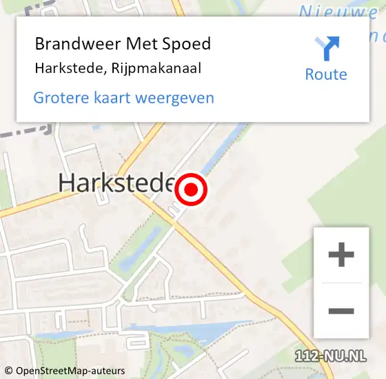 Locatie op kaart van de 112 melding: Brandweer Met Spoed Naar Harkstede, Rijpmakanaal op 25 mei 2017 20:53