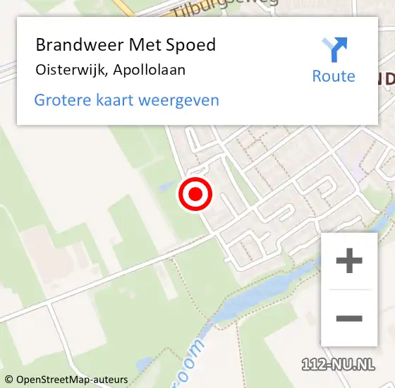 Locatie op kaart van de 112 melding: Brandweer Met Spoed Naar Oisterwijk, Apollolaan op 25 mei 2017 21:17