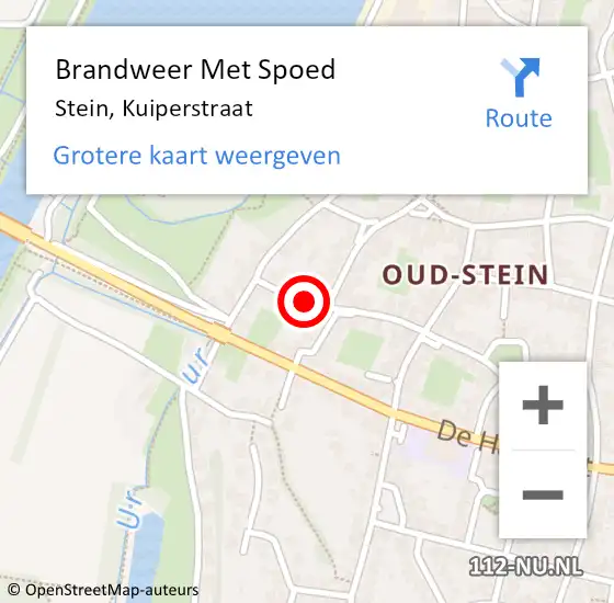 Locatie op kaart van de 112 melding: Brandweer Met Spoed Naar Stein, Kuiperstraat op 25 mei 2017 22:02