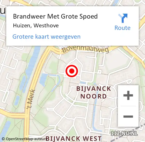 Locatie op kaart van de 112 melding: Brandweer Met Grote Spoed Naar Huizen, Westhove op 25 mei 2017 22:28