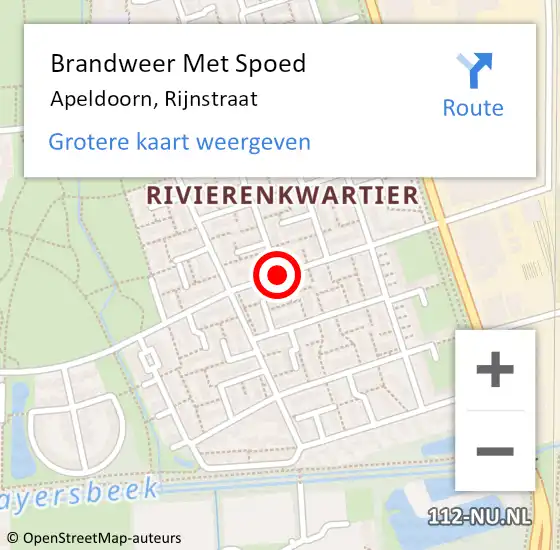 Locatie op kaart van de 112 melding: Brandweer Met Spoed Naar Apeldoorn, Rijnstraat op 25 mei 2017 22:32