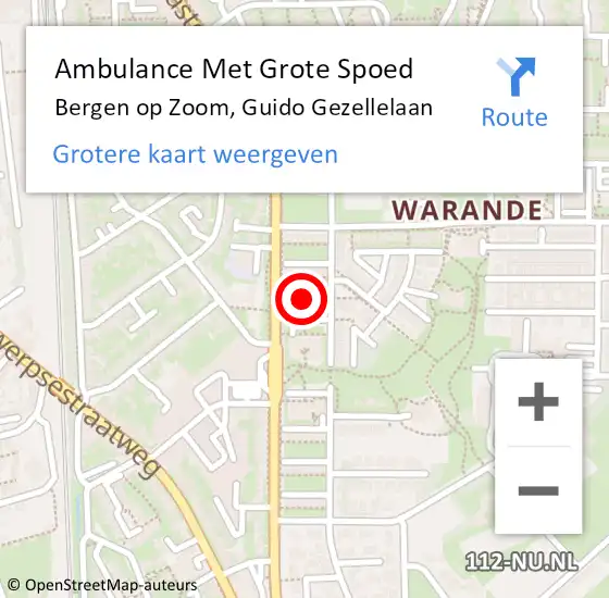Locatie op kaart van de 112 melding: Ambulance Met Grote Spoed Naar Bergen op Zoom, Guido Gezellelaan op 25 mei 2017 22:52