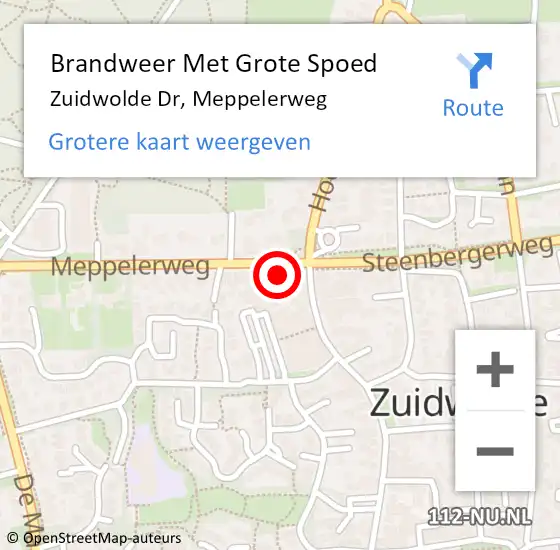 Locatie op kaart van de 112 melding: Brandweer Met Grote Spoed Naar Zuidwolde Dr, Meppelerweg op 25 mei 2017 22:57