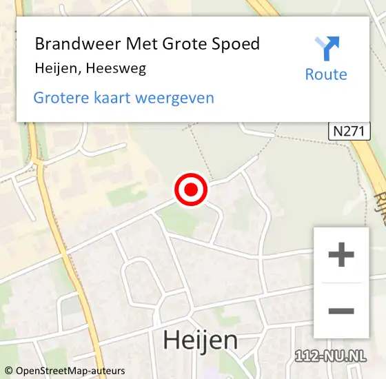 Locatie op kaart van de 112 melding: Brandweer Met Grote Spoed Naar Heijen, Heesweg op 25 mei 2017 23:07