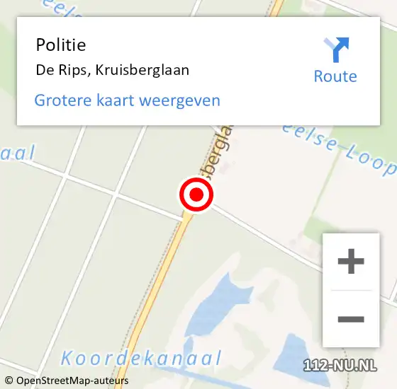 Locatie op kaart van de 112 melding: Politie De Rips, Kruisberglaan op 25 mei 2017 23:23