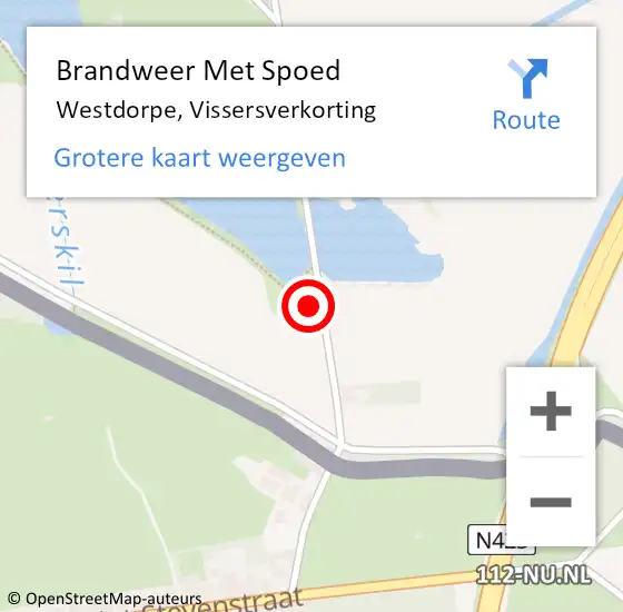 Locatie op kaart van de 112 melding: Brandweer Met Spoed Naar Westdorpe, Vissersverkorting op 25 mei 2017 23:25