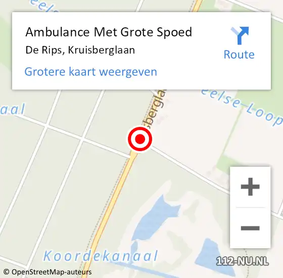Locatie op kaart van de 112 melding: Ambulance Met Grote Spoed Naar De Rips, Kruisberglaan op 25 mei 2017 23:26