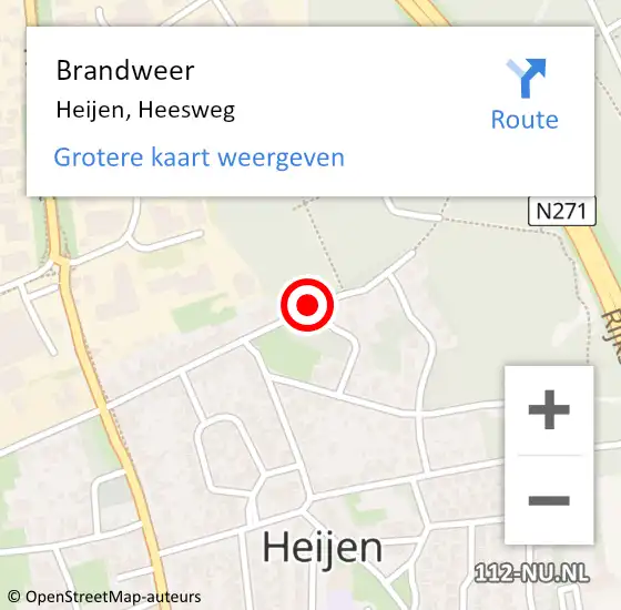 Locatie op kaart van de 112 melding: Brandweer Heijen, Heesweg op 25 mei 2017 23:30