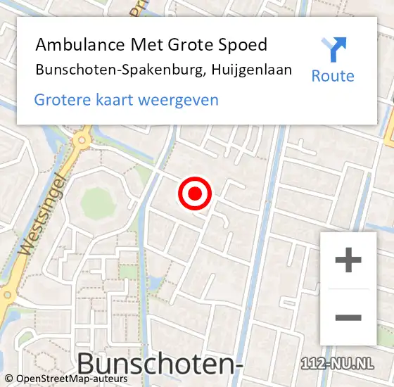Locatie op kaart van de 112 melding: Ambulance Met Grote Spoed Naar Bunschoten-Spakenburg, Huijgenlaan op 25 mei 2017 23:37