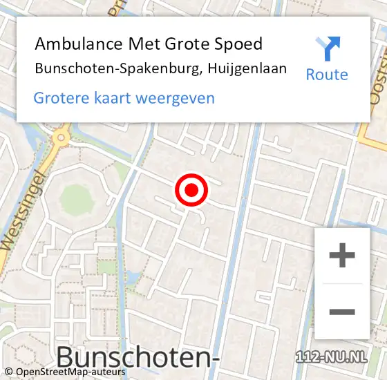 Locatie op kaart van de 112 melding: Ambulance Met Grote Spoed Naar Bunschoten-Spakenburg, Huijgenlaan op 25 mei 2017 23:39