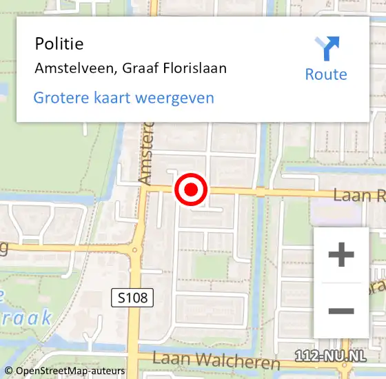 Locatie op kaart van de 112 melding: Politie Amstelveen, Graaf Florislaan op 25 mei 2017 23:56