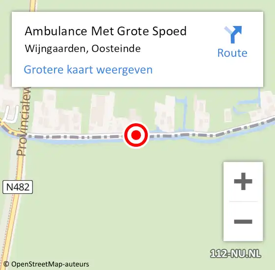 Locatie op kaart van de 112 melding: Ambulance Met Grote Spoed Naar Wijngaarden, Oosteinde op 26 mei 2017 01:29