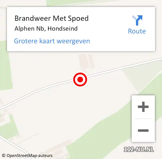 Locatie op kaart van de 112 melding: Brandweer Met Spoed Naar Alphen Nb, Hondseind op 26 mei 2017 01:40