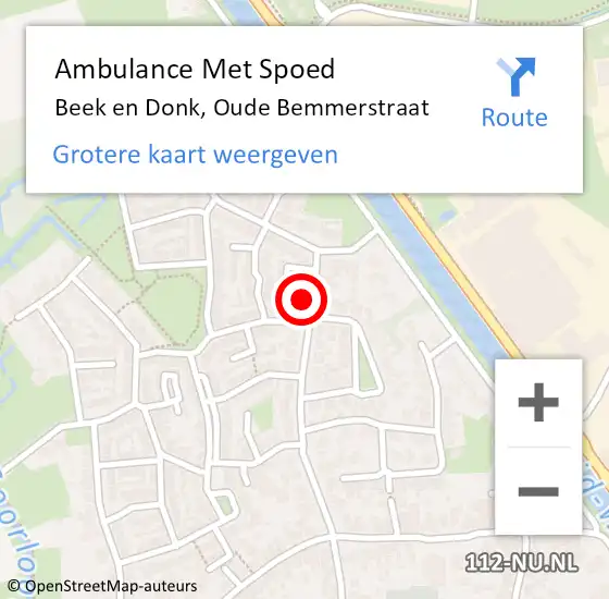 Locatie op kaart van de 112 melding: Ambulance Met Spoed Naar Beek en Donk, Oude Bemmerstraat op 26 mei 2017 04:03