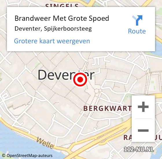 Locatie op kaart van de 112 melding: Brandweer Met Grote Spoed Naar Deventer, Spijkerboorsteeg op 26 mei 2017 05:26