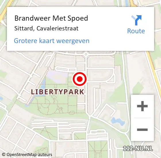 Locatie op kaart van de 112 melding: Brandweer Met Spoed Naar Sittard, Cavaleriestraat op 26 mei 2017 05:41