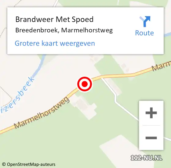 Locatie op kaart van de 112 melding: Brandweer Met Spoed Naar Breedenbroek, Marmelhorstweg op 26 mei 2017 06:51