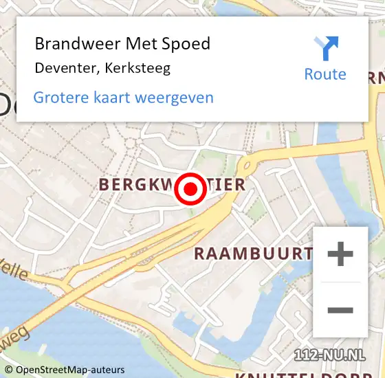 Locatie op kaart van de 112 melding: Brandweer Met Spoed Naar Deventer, Kerksteeg op 26 mei 2017 07:00