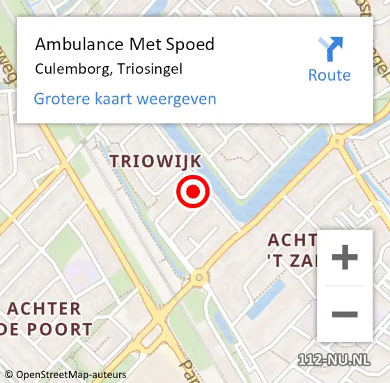 Locatie op kaart van de 112 melding: Ambulance Met Spoed Naar Culemborg, Triosingel op 26 mei 2017 07:30