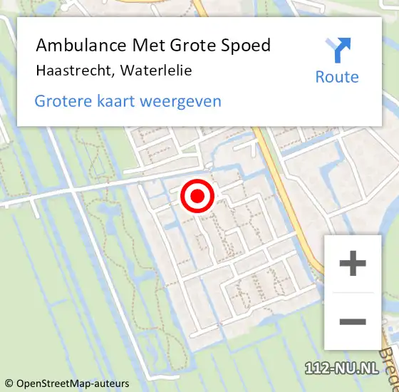 Locatie op kaart van de 112 melding: Ambulance Met Grote Spoed Naar Haastrecht, Waterlelie op 26 mei 2017 07:32