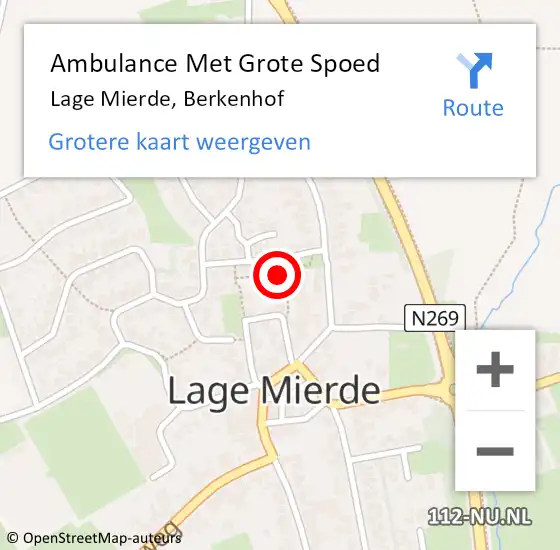 Locatie op kaart van de 112 melding: Ambulance Met Grote Spoed Naar Lage Mierde, Berkenhof op 26 mei 2017 08:09