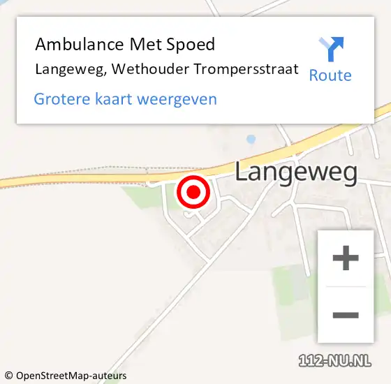 Locatie op kaart van de 112 melding: Ambulance Met Spoed Naar Langeweg, Wethouder Trompersstraat op 26 mei 2017 08:41