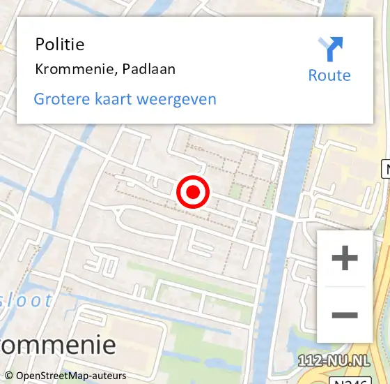 Locatie op kaart van de 112 melding: Politie Krommenie, Padlaan op 26 mei 2017 09:42