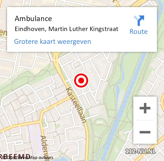 Locatie op kaart van de 112 melding: Ambulance Eindhoven, Martin Luther Kingstraat op 26 mei 2017 09:47